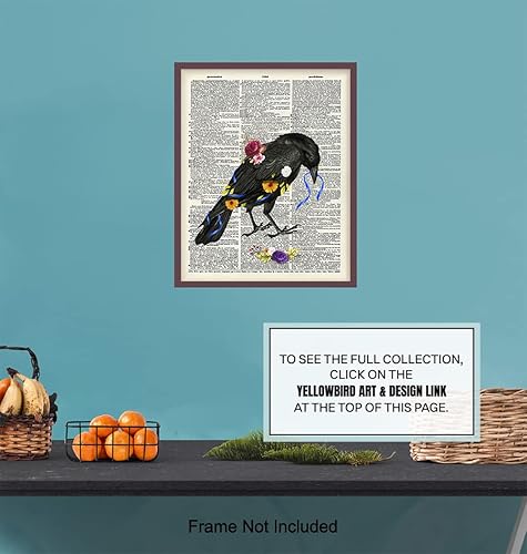 Miniatura 7 de Floral Black Raven Wall Art - Gothic Crow Home Decor - Gift for Edgar Allan Poe, Goth Fans, Women - Cool Medieval Decor Picture Print for Bedroom,