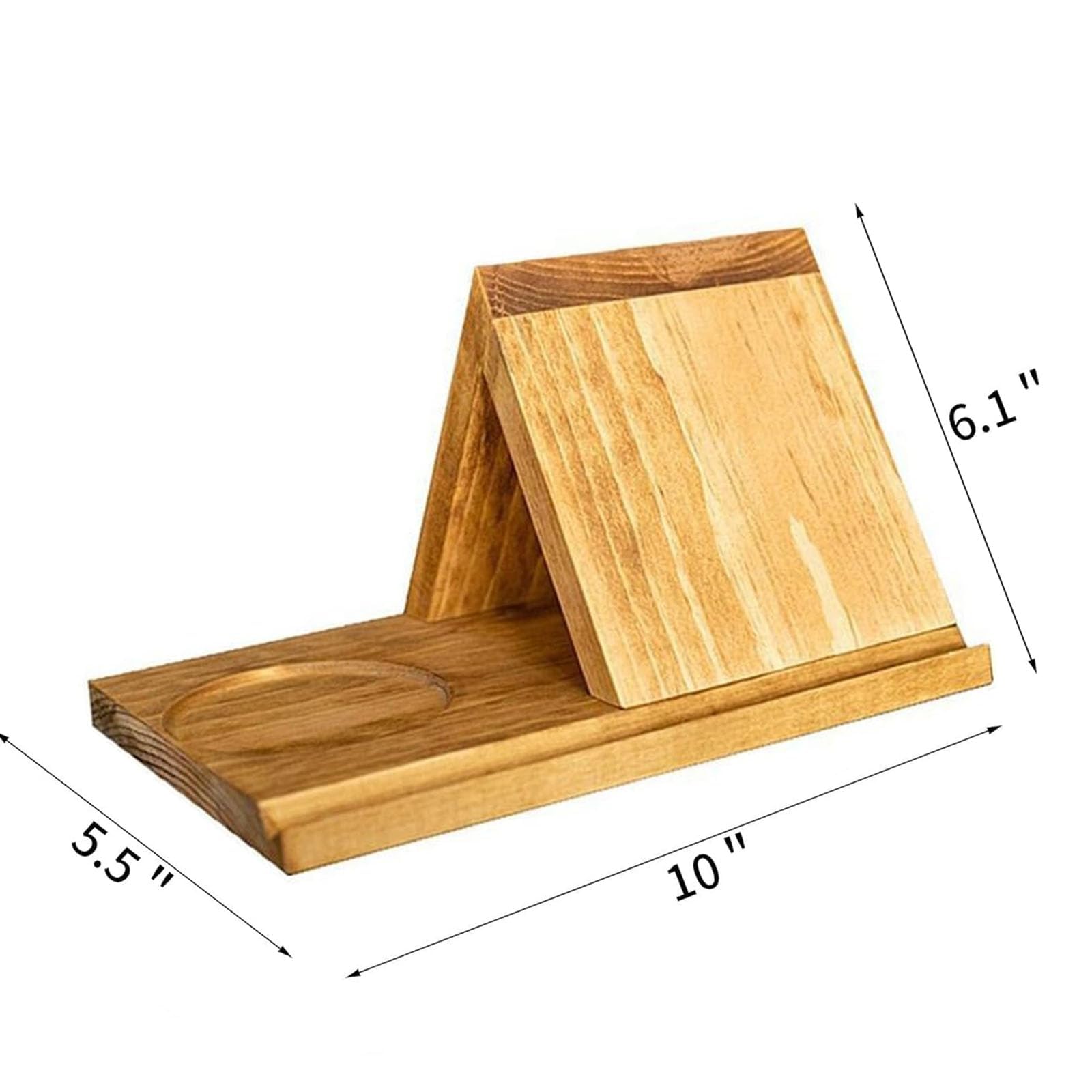 Supporto per libri in legno con portabicchieri, in rovere massiccio, personalizzato, per amanti dei libri, 3 pezzi, supporto per pagine triangolari