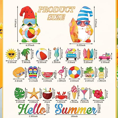 25 Pcs Summer Beach Magnets Car Decorations Hello Summer Refrigerator Protector Magnets Cruise Door Hawaii Tropical Gnome Flamingo Palm Tree Magnetic Stickers For Fridge Whiteboard Luau Party Deco #TOP1