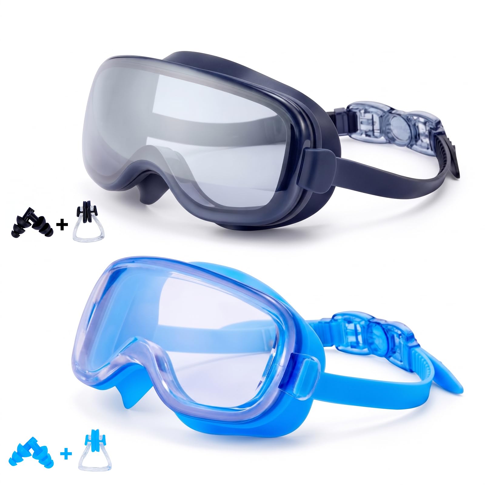 2‑Pack Wide View Swim Goggles, Anti‑Fog UV‑Protection Leak-proof Seal