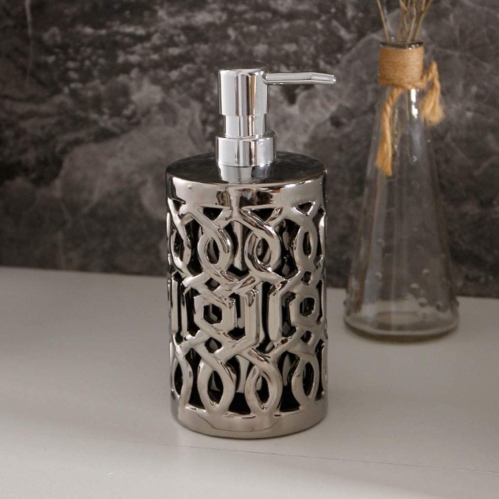 Dispenser Sapone Dispenser di Sapone Dispenser di Sapone Vuoto A Doppio Strato Bottiglia di Olio Essenziale per Gel Doccia in Ceramica di Tipo Push per Bottiglia di Lozione da Bagno, 320 Ml Erogatore