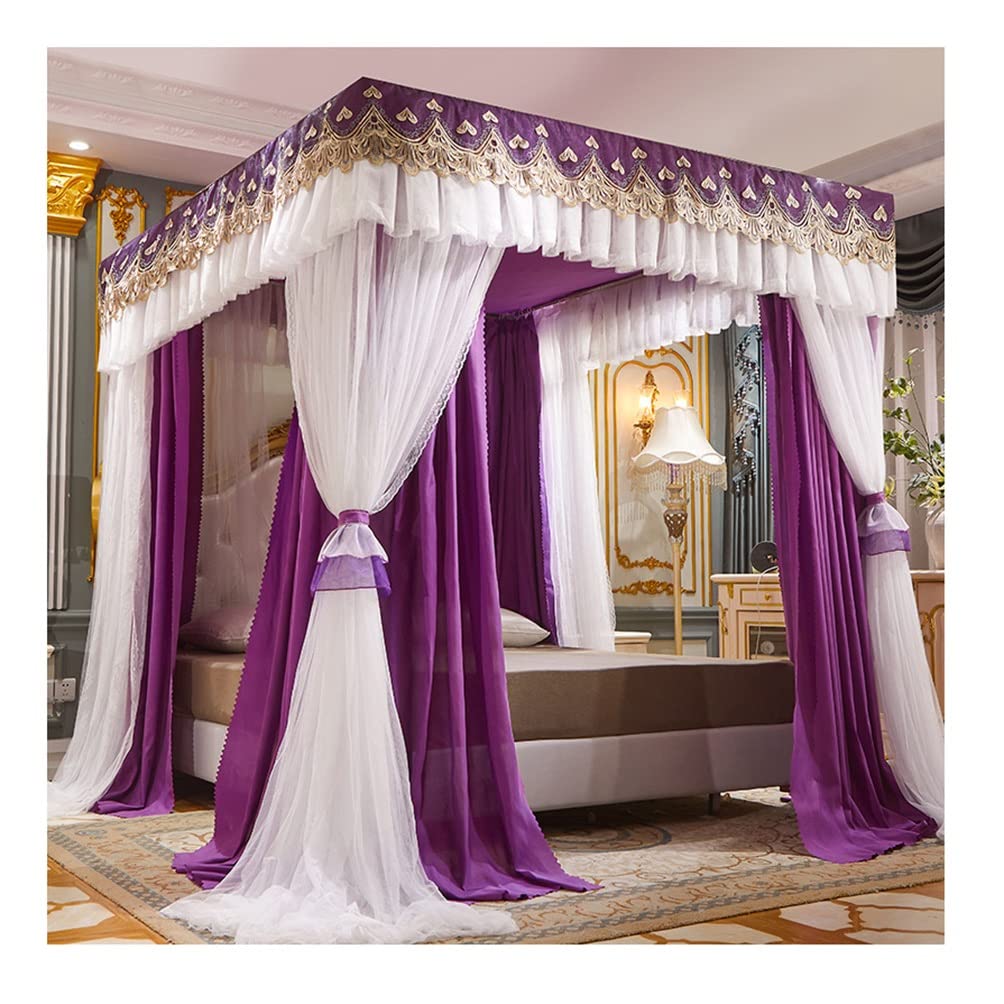 Moustiquaire à baldaquin de lit carré gris pour chambre d'adultes et enfants