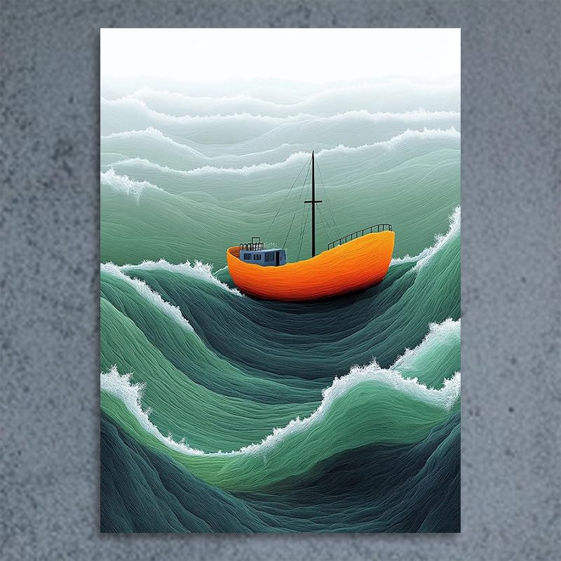 Impression sur toile de navire orange artistique texture premium pour decoration de bureau