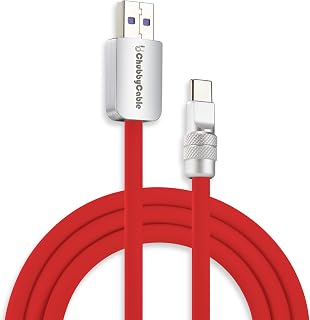 chubbycable Chubby 2.0 Fast Charging Cable Durable Soft Silicone USB C Cable 120W Extra Thick Phone Charger Cord Compatible with iPhone 16/15 Series, Red, USB-A to Type-C, 3.3 FT
