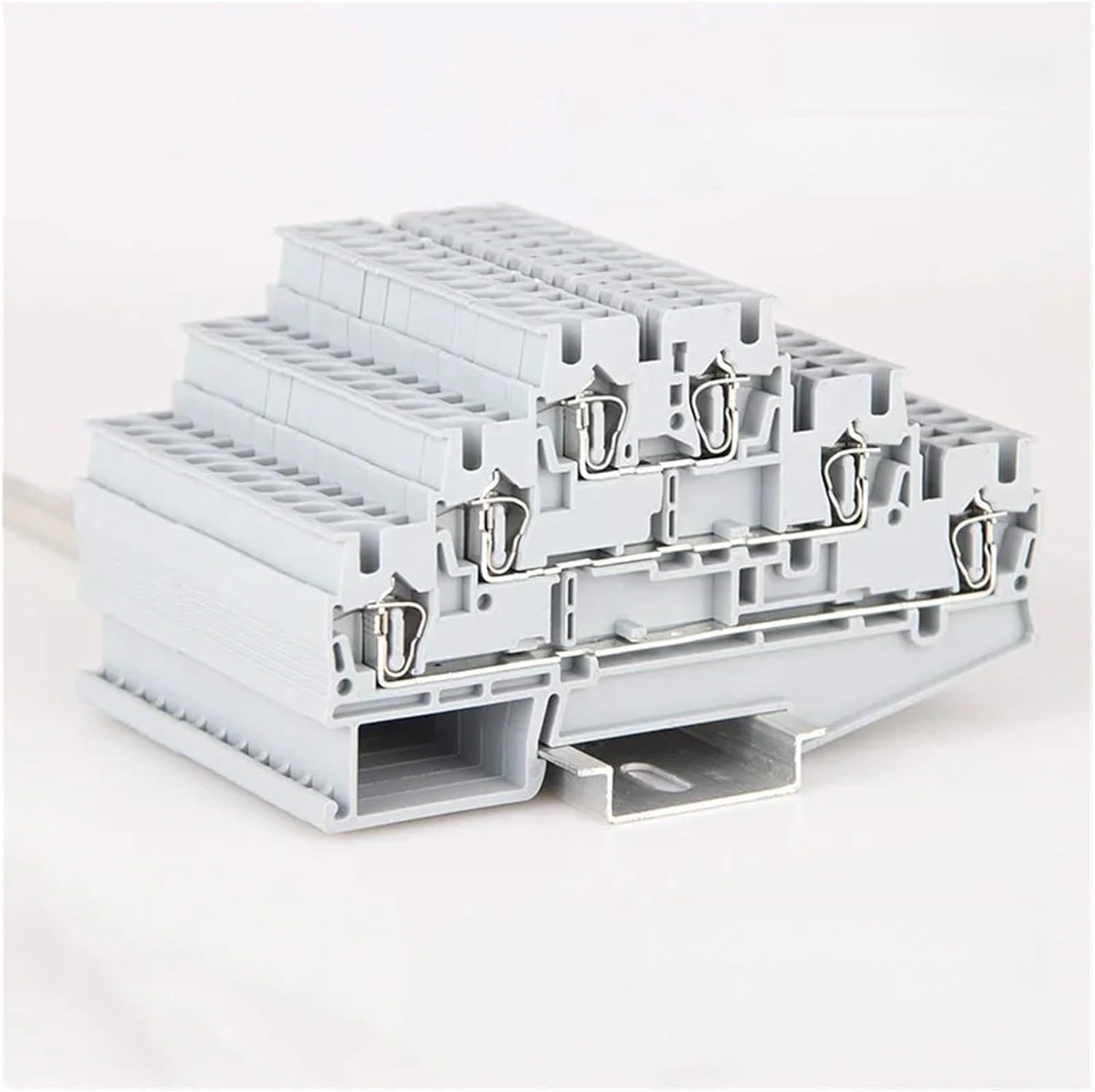10pcs Type ST 2.5-3L 28-12AWG Din Rail Quick Connector 3-Layer Level Modular Push in Screwless Terminal Blocks ST-2.5-3L(Yellow)