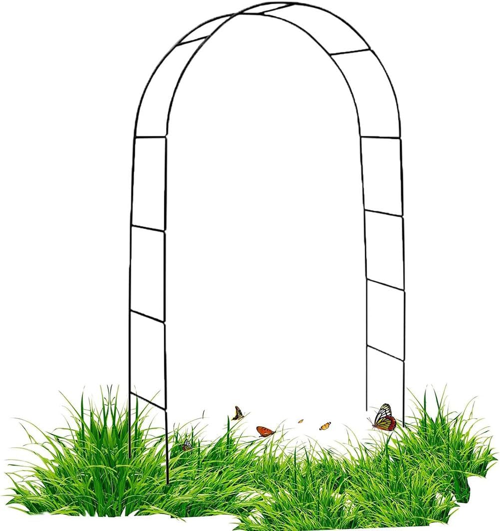 Black Steel Garden Arbor Wedding Arch Metal Arbour Pergola Tubular Frame Trellis Archway for Climbing Plant Roses Vines 180Cm 140Cm Wide,Green,W1.8M*H2.2M