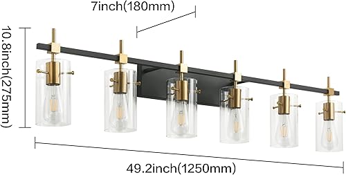 Vista 144 de SOLFART Lámparas doradas de 3 luces de baño para espejo, luces de tocador de baño, aplique de pared Dorado,Negro y dorado,Níquel cepillado,Negro