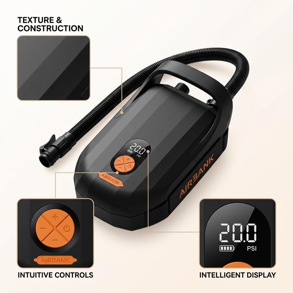 Gonfiatore Elettrico 20 PSI, Gonfiatore a Batteria per Paddle Board, per lago