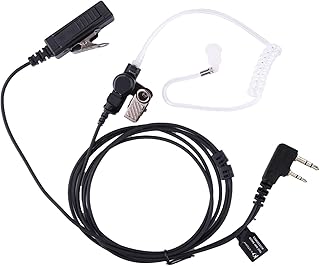 Covert Acoustic Tube Walkie Talkie Earpiece Surveillance Headset with Mic Compatible with 2 Pin Kenwood Two Way Radio