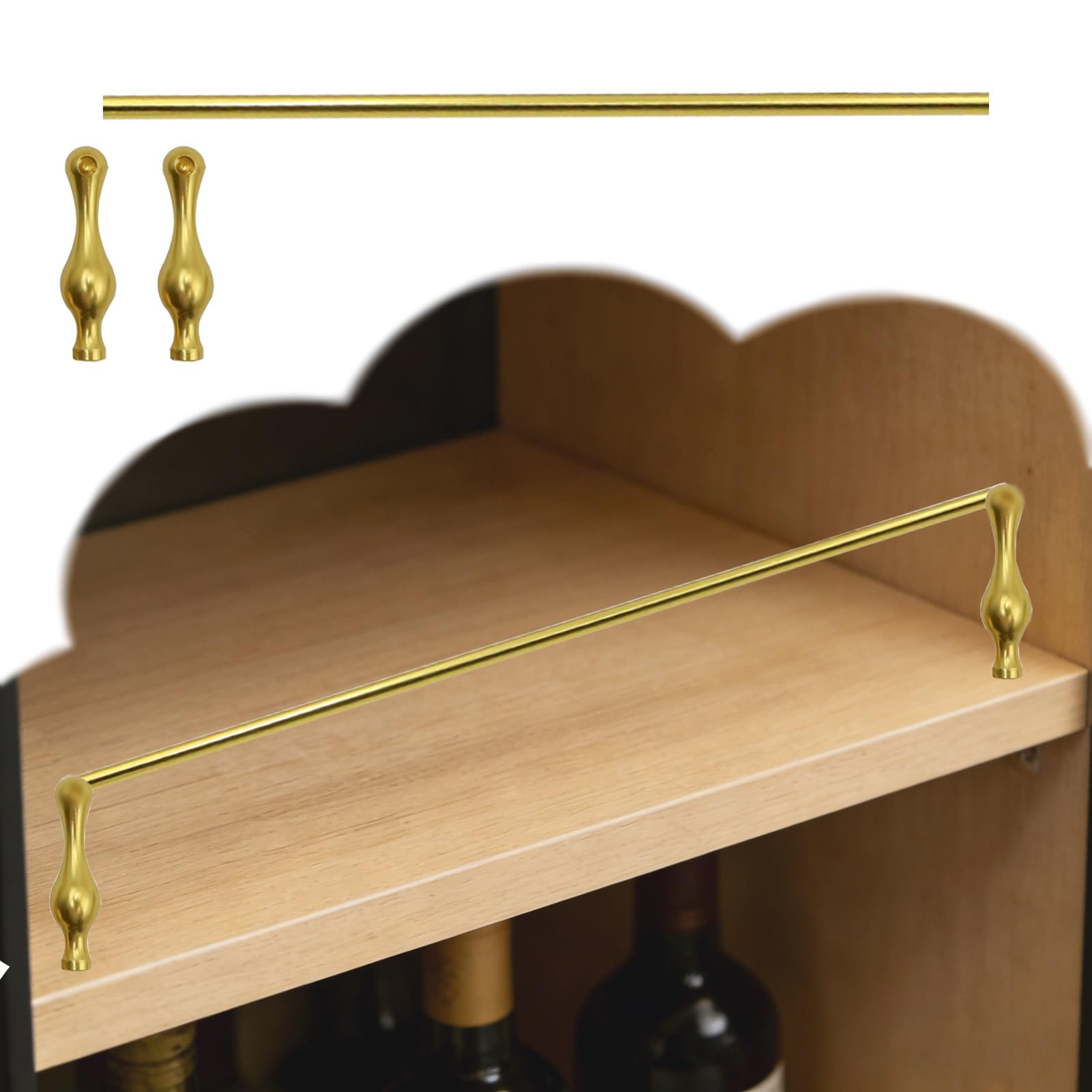 Rail d'étagère anti-chute : tringle en aluminium de 90 cm pour stopper les chutes d'objets