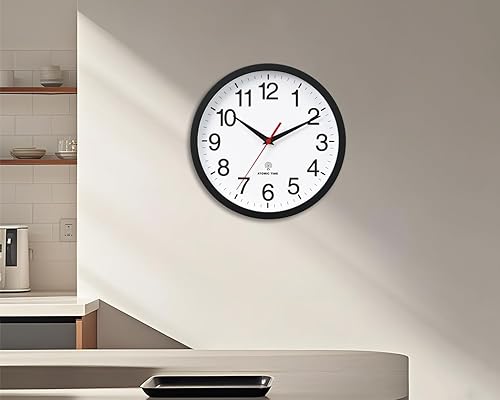 Miniatura 6 de Atomic - Reloj de pared moderno de 10 pulgadas, funciona con pilas, reloj analógico para sala de estar, oficina, hogar, dormitorio, cocina, baño