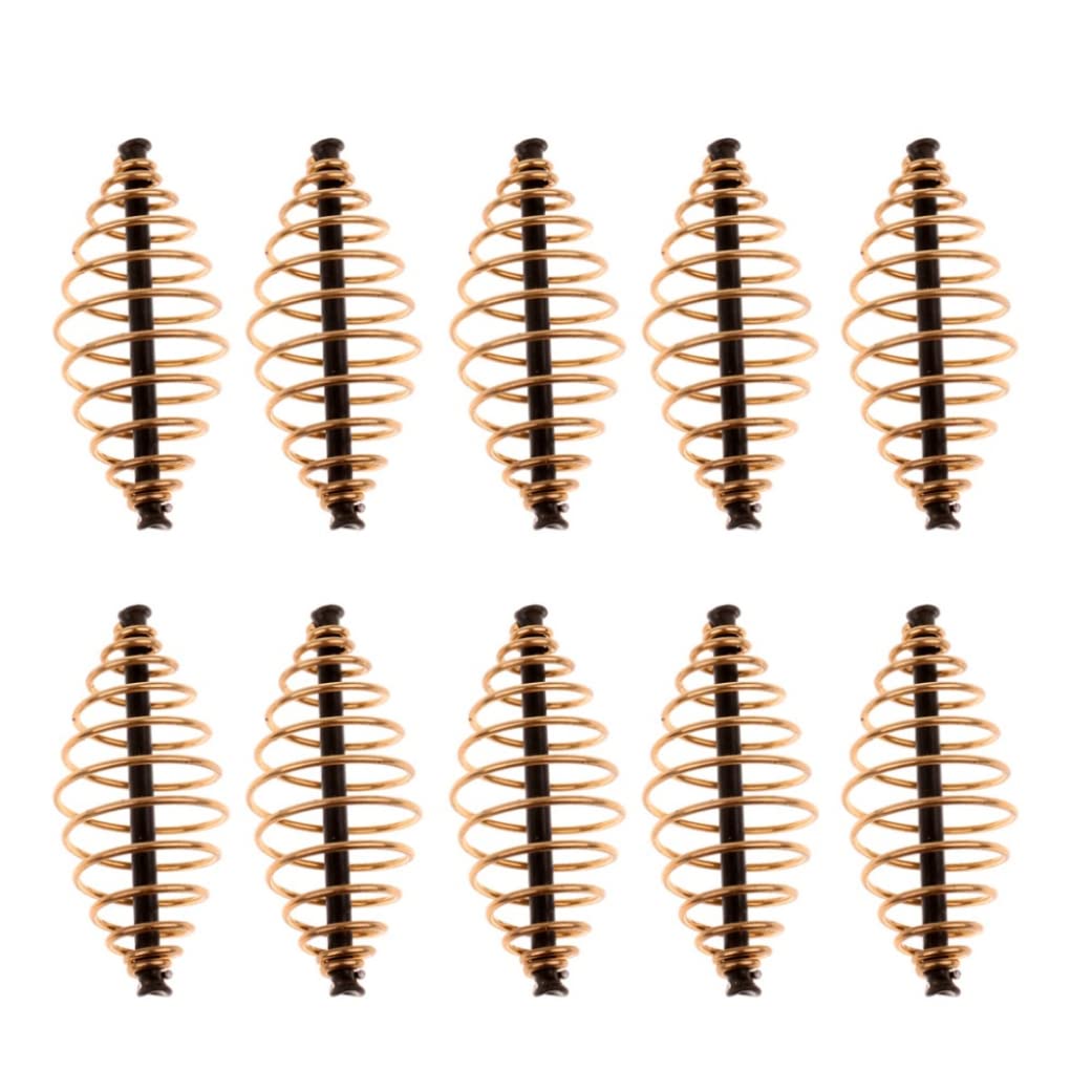Peosaard Method Feeders Fishing Carp, 10pcs Inline Method Flat Feeder Carp Fishing Bait Holder Spring Swim Feeder - L
