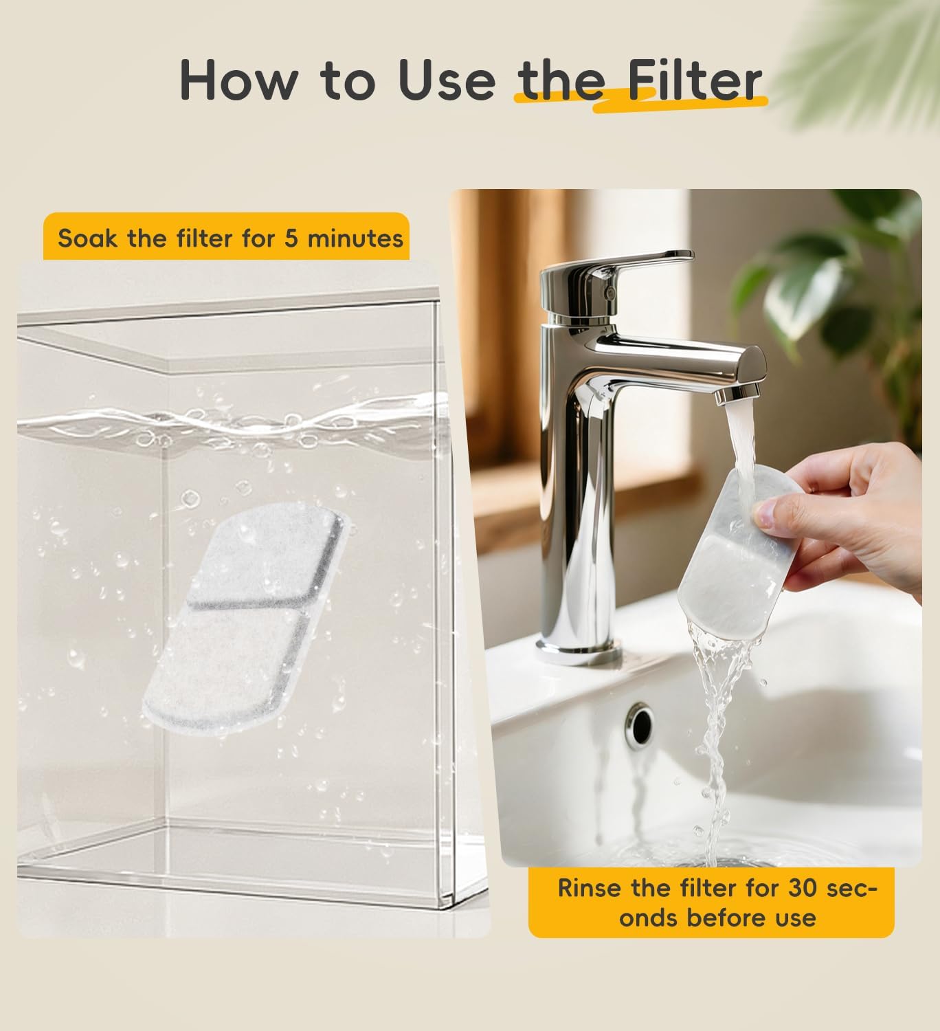 6 Pack Filters Replacement Filter for FS40 Plus, 6 Layer Filter | Suitable for FS40plus, Replace every 1-2 weeks, Fresher Water; 6 Filters + 6 Sponges + 6 Pump Filters