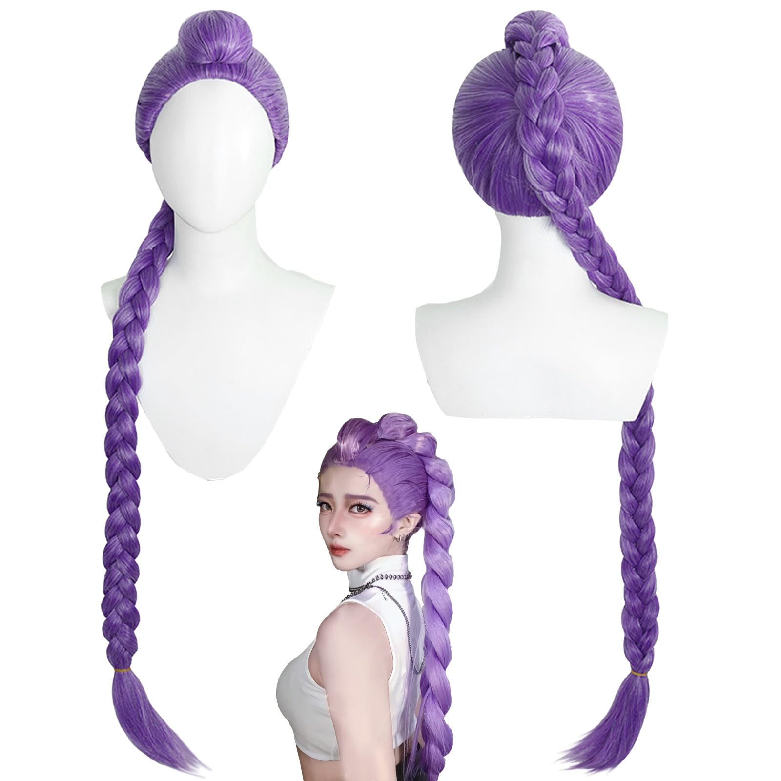 Parrucca Rumi Cosplay, Parrucca Cosplay Da Anime, K-pop- Rumi, Demons Hunters, Trecces Viola Realistiche Accessoris Cosplay Per Halloween, Feste Di Carnevale