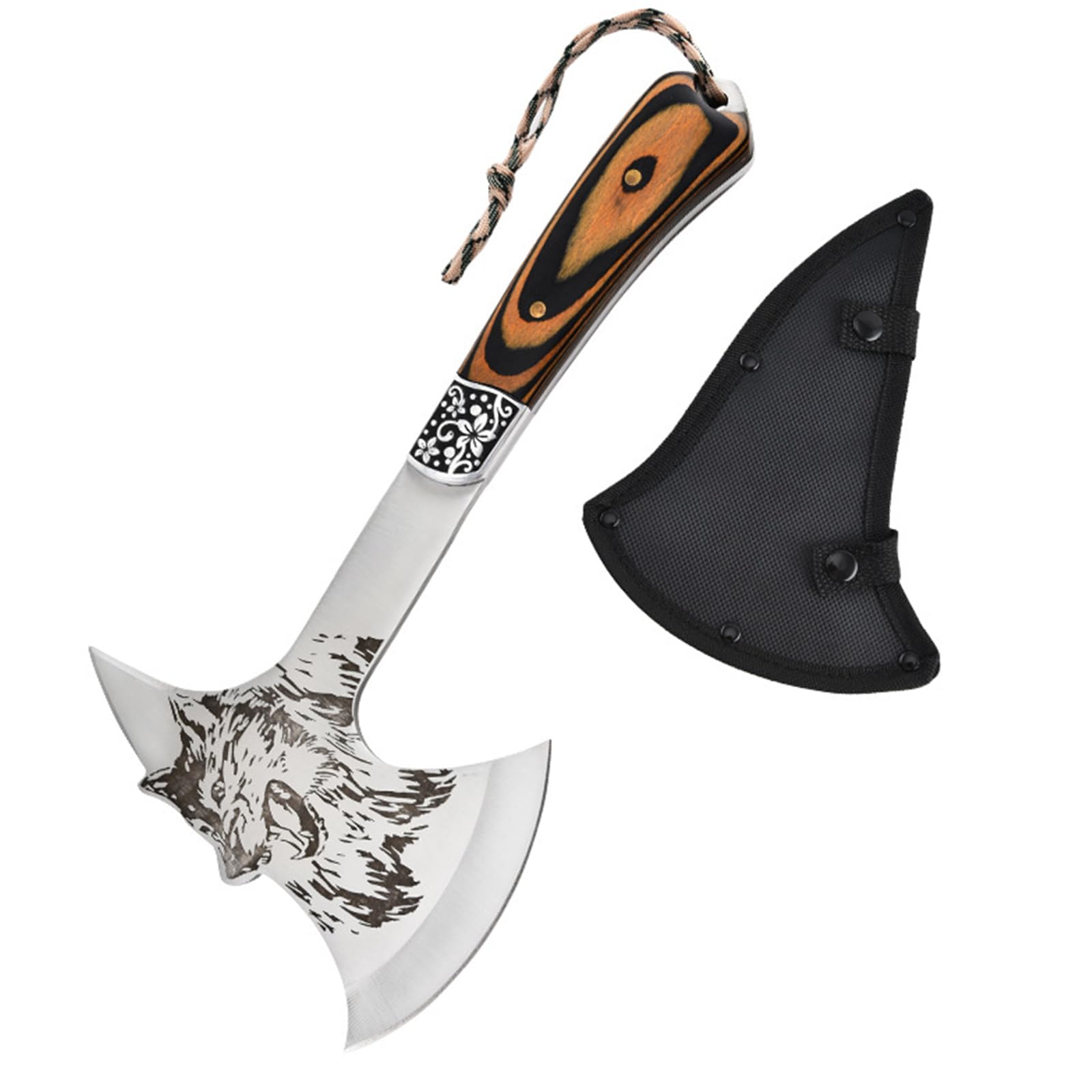 Outdoor Multifunctional Axe, Compact Camping Hatchet - 13" Full Tang Stainless Steel Blade, Ergonomic Wood Handle, Standard Safety Protection, Ideal for Backpacking, Bushcraft, and Hiking-image-31