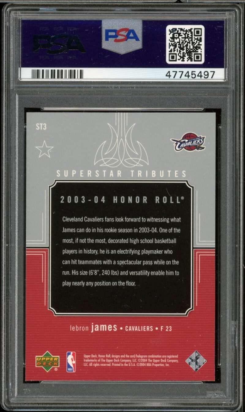 Amazon.com: Lebron James Rookie Card 2003-04 U.D. Honor Roll Superstar  Tributes #st3 PSA 9 : Collectibles & Fine Art
