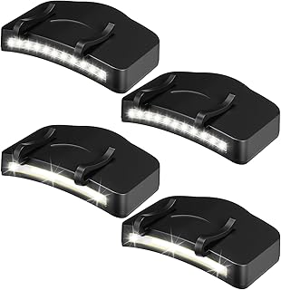 Mudder 4 Pcs Hat Light Clip 11 LED Light and Cob Cap Lights Clip on Hat Powered Headlamp Battery Cap Brim Lamp Black Waterproof Ultra Bright Headgear Flashlight for Hunting Camping Fishing Hiking