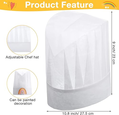 Miniatura 3 de JaGely Juego de 60 piezas de delantal y sombrero de chef con 30 delantales, 30 sombreros blancos, disfraz para niñas, niños, cocina, pintura,