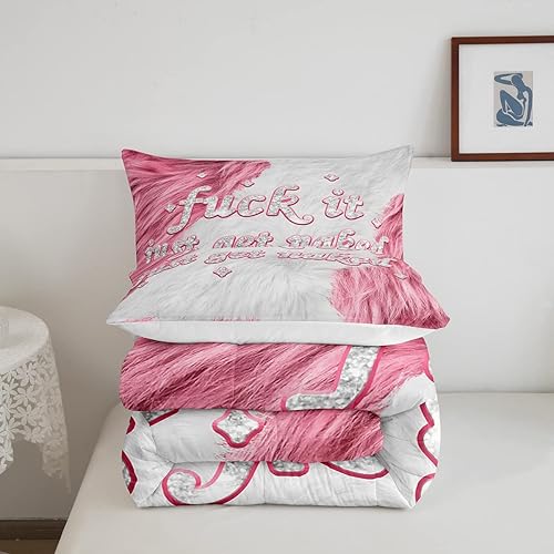 Miniatura 5 de Feelyou Get Naked - Juego de ropa de cama para niños, juego de edredón de piel de vaca para niños, color rosa vaca, decoración con purpurina, juego