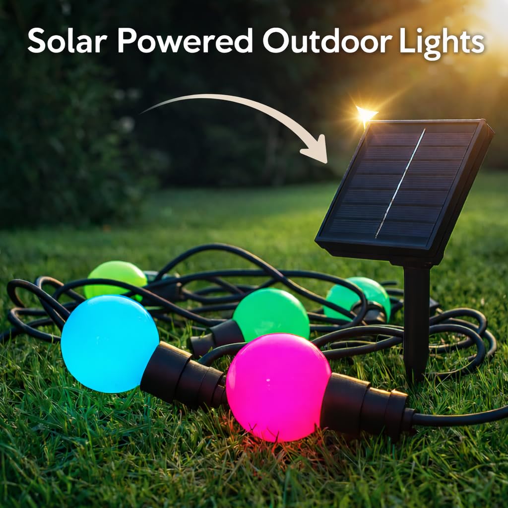M mimotec - 6.5M LED Solar Lichterkette Außen RGB Dimmbar 10 Birnen IP54 Wasserdicht Dekoration für Garten Terrasse Fassade Terrasse