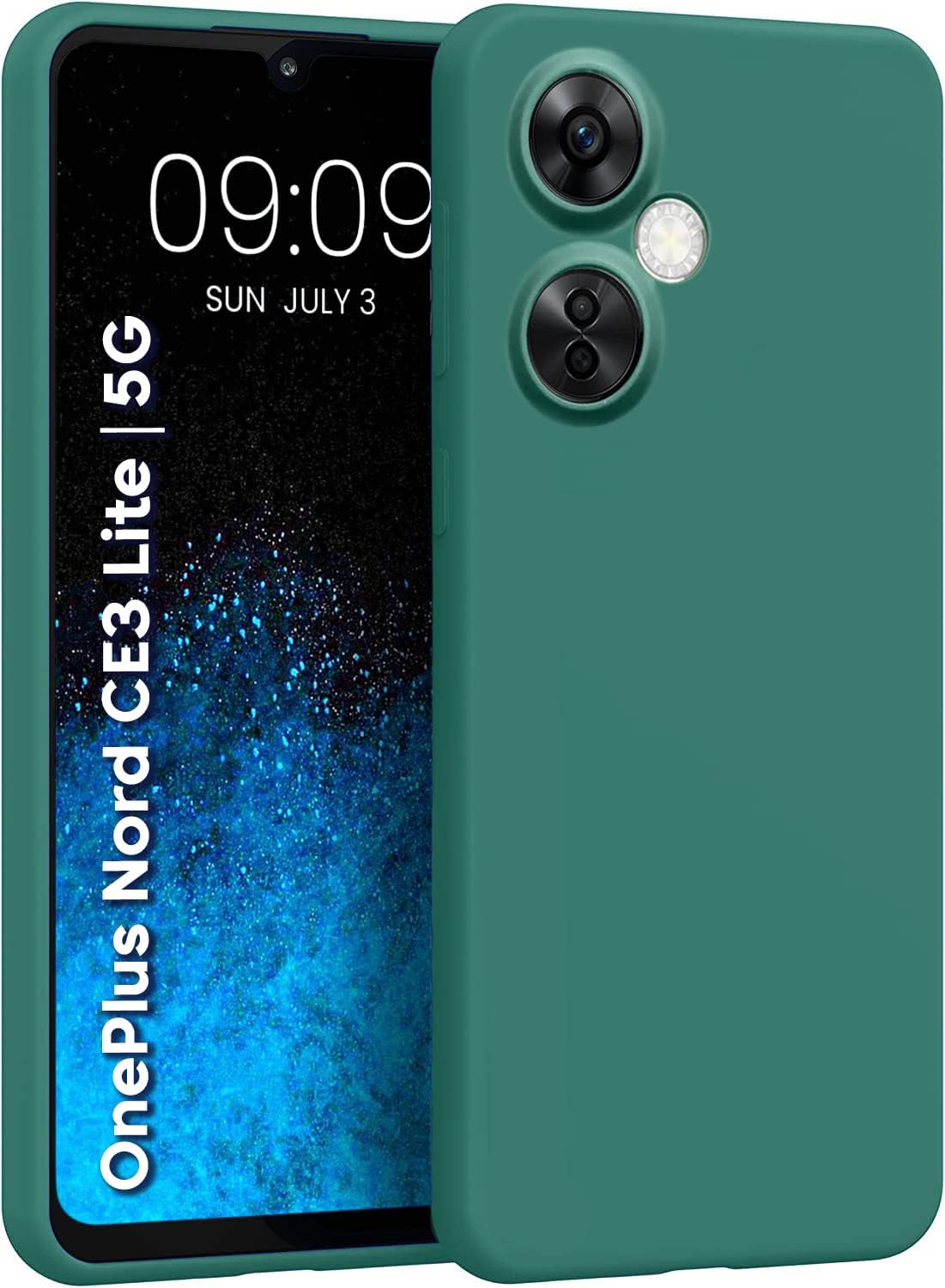 Zubitech OnePlus Nord CE 3 Lite 5G Soft Silicone Gel Rubber Case Shockproof Matte Finish Back Cover Inner Fabric Lining with Camera Protection Case for 1 + Nord CE 3 Lite (Green)