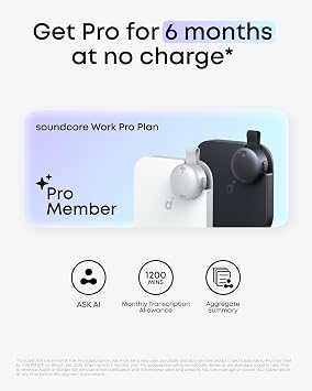 soundcore Work by Anker, Coin-Sized AI Voice Recorder, AI Note Taker for Meetings & Lectures, 8GB, AI Transcription, AI Gadget, Cross-Meeting Summary, MFi Certified