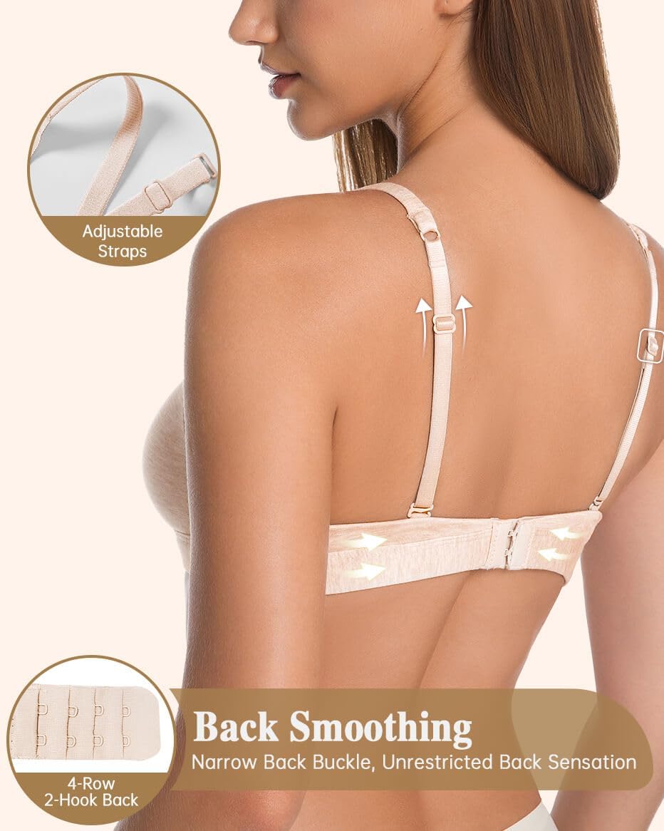Bras for Women No Underwire - Wireless Deep V Soft Plunge Bra with Light Support, Adjustable Straps, Comfortable Everyday Bra