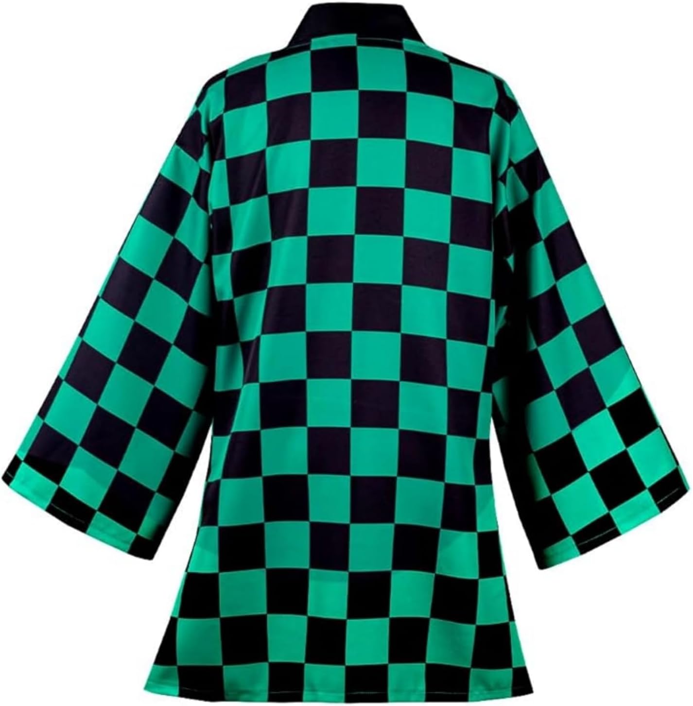 Tanjirou Robe Adult Green Plaid Cloak Kamado Tanjirou Cosplay Costume Color Block Kimono Cardigan Jacket Earrings Set - Image 6