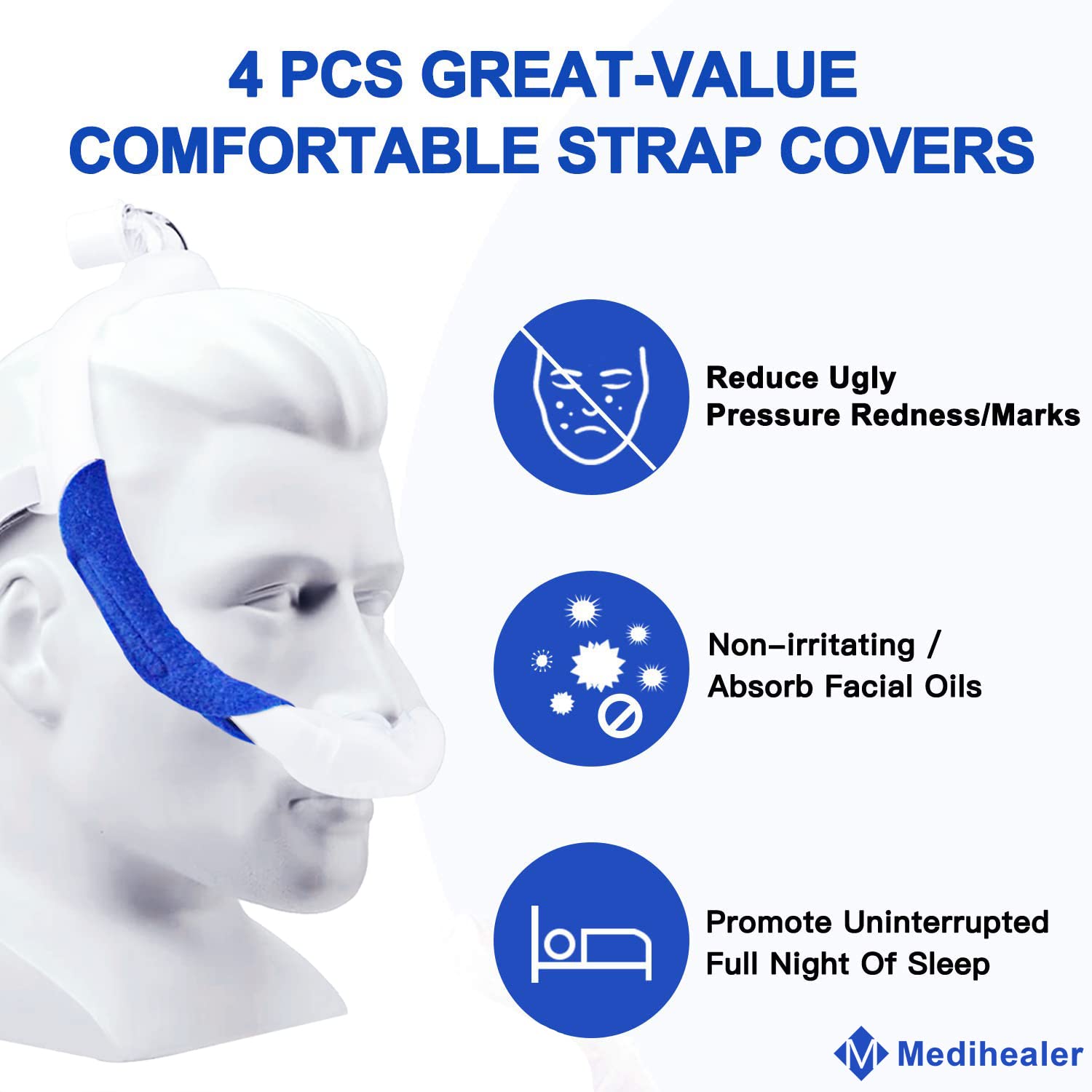 2 Copricuscinetti Per Maschera CPAP: Cuscinetti In Poliestere Con Velcro, Grigi, Lavabili