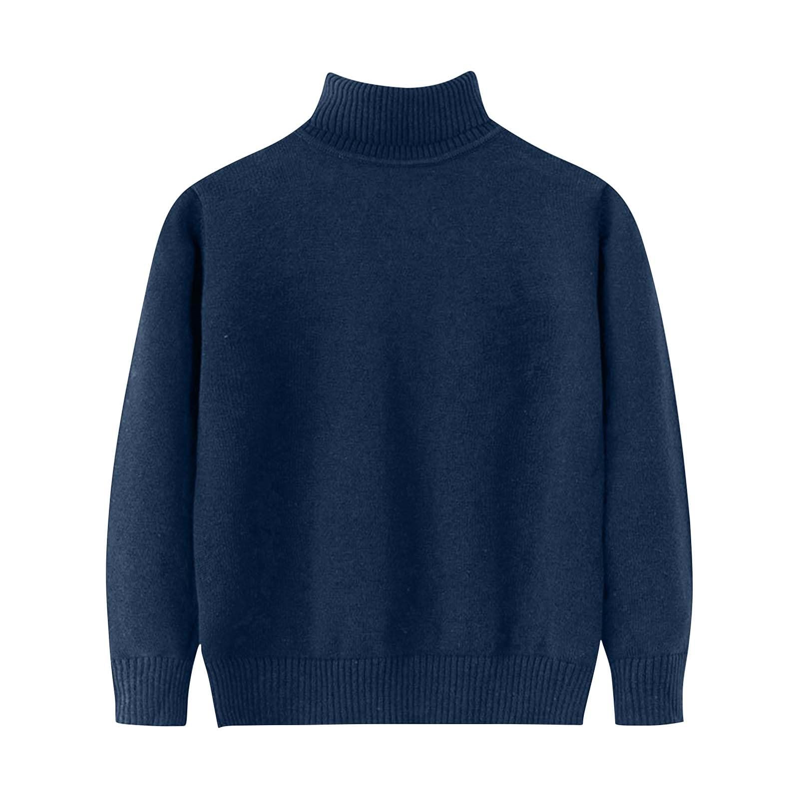 RNTOP Boys Girls Turtleneck Sweater Solid Color Knit Pullover Toddler Long Sleeve Sweatshirt Tops (BU1, 7-8 Years)
