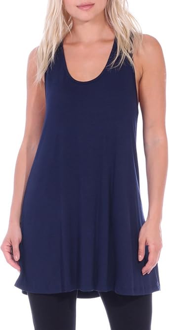 Popana Sleeveless Tunic Tops for Women, Flowy Soft Stretch Loose Dressy Fit Long Sleeveless Tops for Women