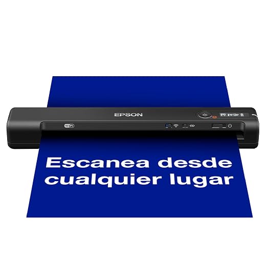 Epson WorkForce ES-60W, Escáner Portátil Inalámbrico con WiFi, Carga por USB, Conectividad por WiFi o USB