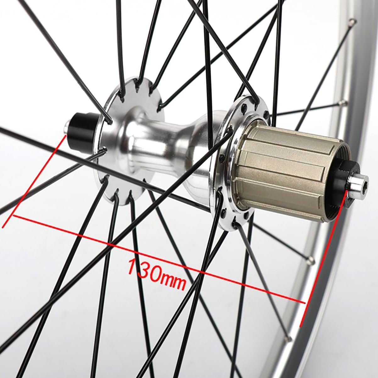 Juego De Ruedas BMX 20'' Llantas De Bicicleta Plegables 406/451 Freno C/V | 74/130mm Ruedas De Liberación Rápida Bujes 16/24H Para Cassette 8/9/10/ 11 Velocidades(Silver,451)