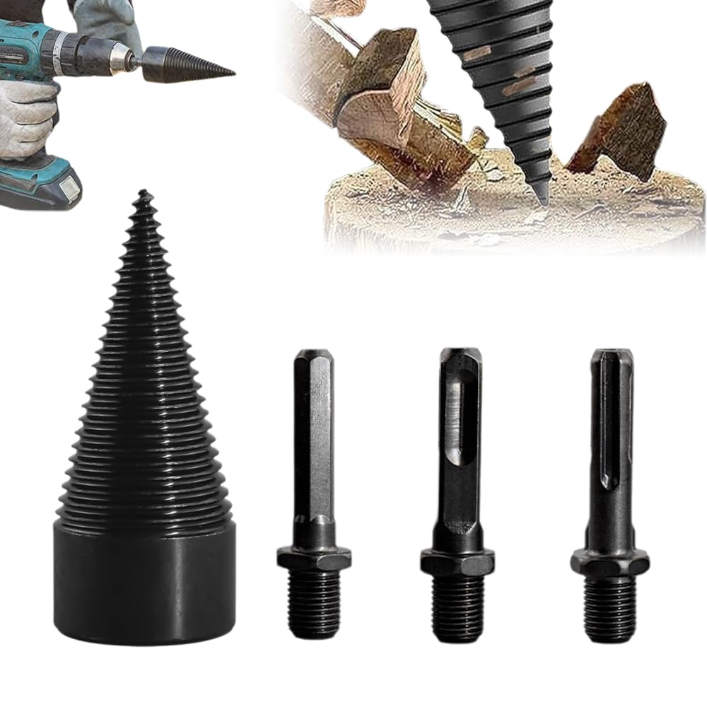 Firewood Drill Bit Set, 2025 New Wood Splitter Easy Log Splitting Drill Bit Heavy Duty Detachable Electric Drill Bit Wood Splitter Drill Bit for Hand