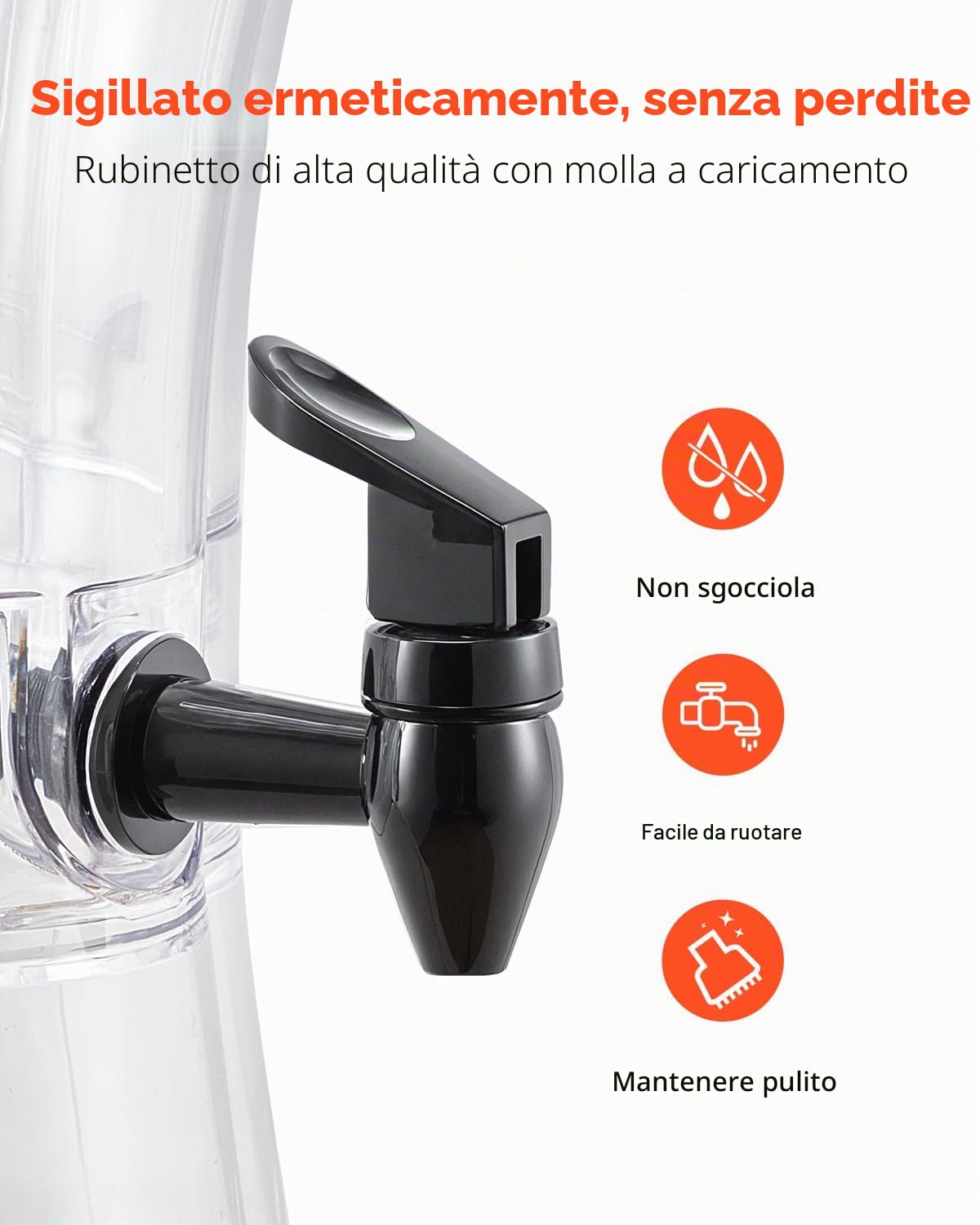 VEVOR Distributore di Bevande, 13 L per Feste, Contenitore di Succhi in Plastica con Rubinetto Antigoccia, Distributori di Tè Freddo, Limonata, Succo d'Acqua, per Ristoranti, Hotel, Feste