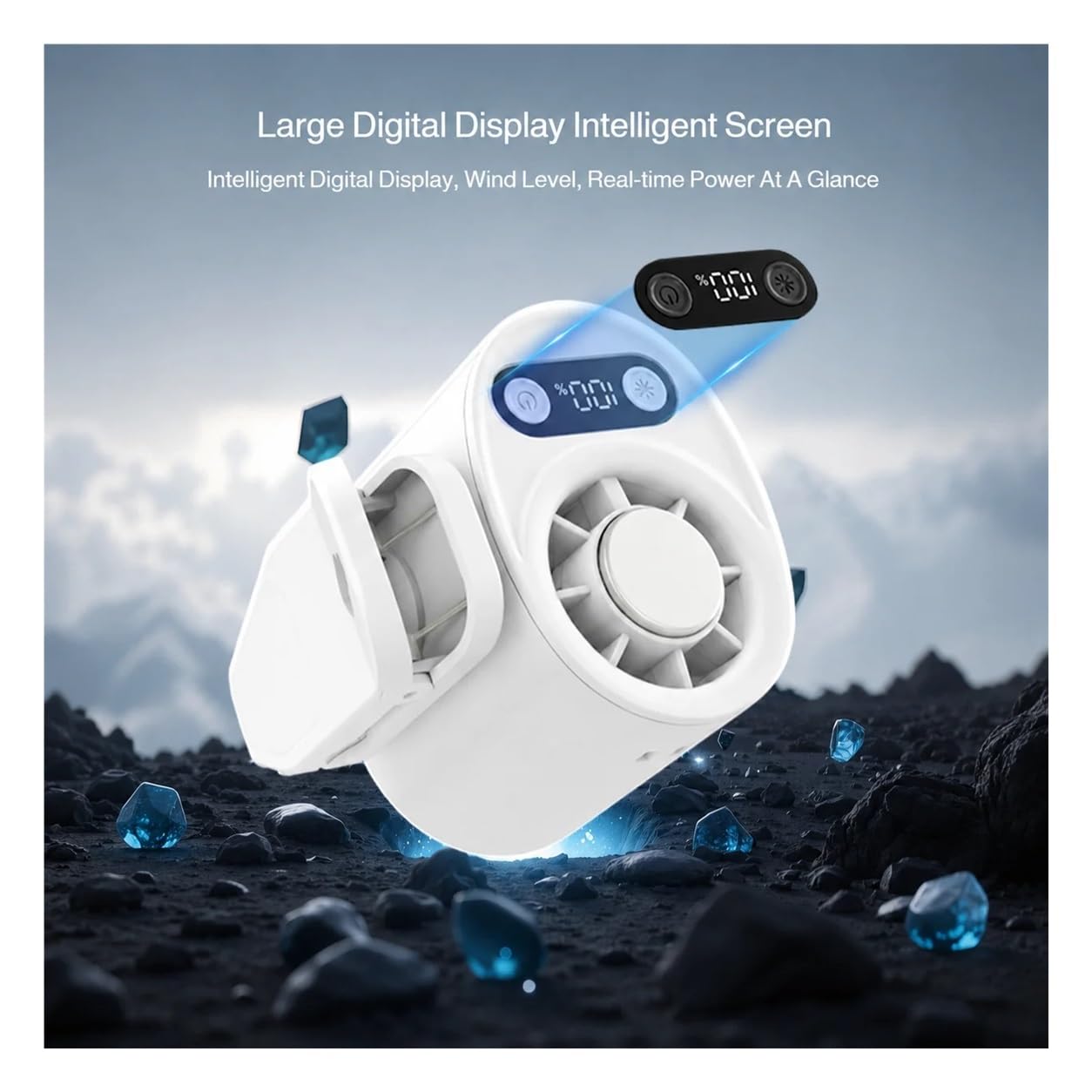 Ventola di raffreddamento a clip, display digitale intelligente, 100 velocità regolabili, portatile, USB, scrivania per casa, ufficio, auto (nero1 bianco1)