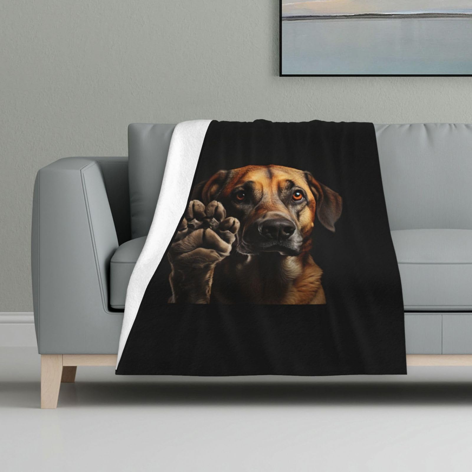 Couverture en flanelle pour chien et canapé motif pattes douce et chaude