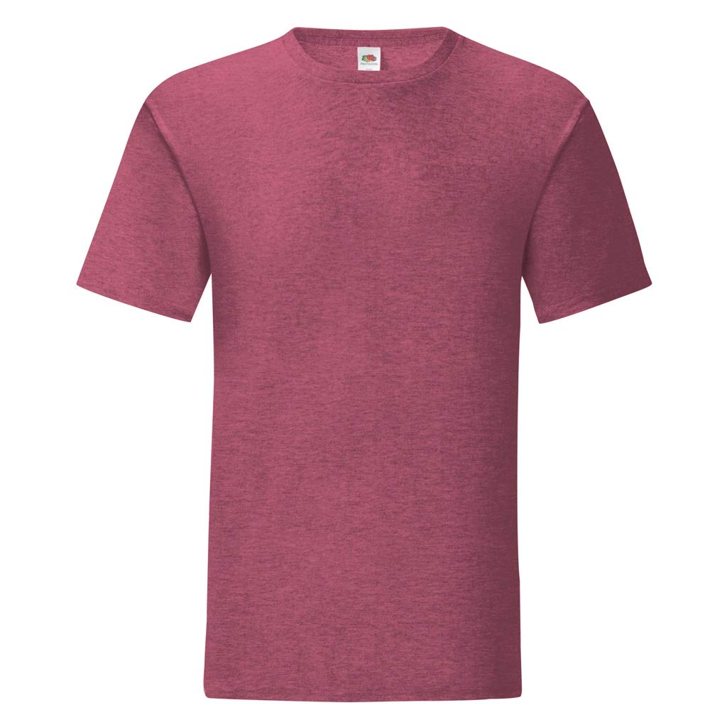 Fruit Of The Loom (L, Heather Burgundy) Mens Iconic T-Shirt Red,Multicoloured