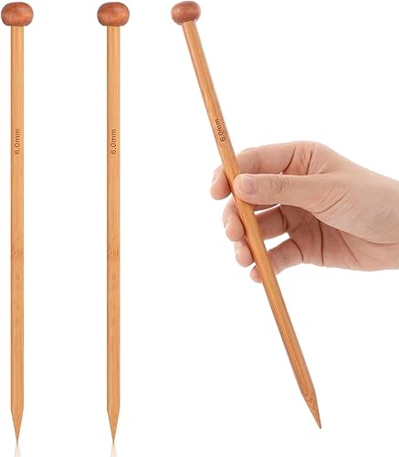 Miniatura 9 de 2 agujas de tejer de bambú de 10 pulgadas de largo, agujas de tejer de madera para principiantes, calcetines, bufandas, hechas a mano, suministros