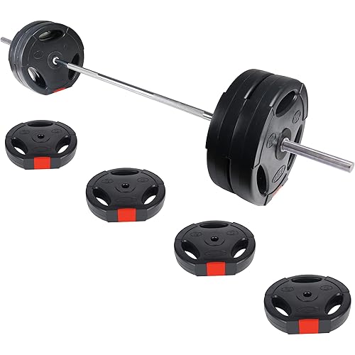 Vinyl Standard 1-Inch Plate Weight Plate Set for Strength Training and Weightlifting