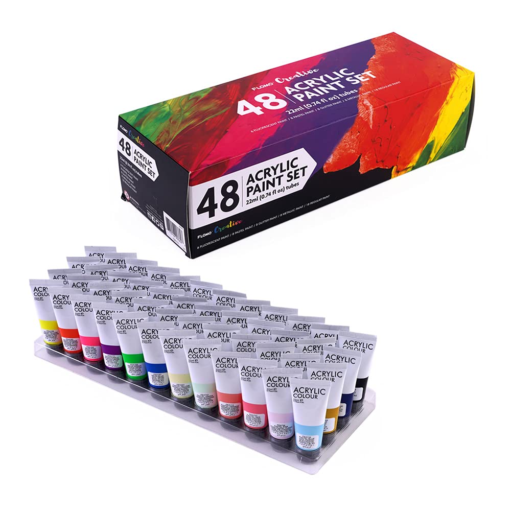 Amazon.com: Flomo CR111 22 ml Tubes Acrylic Paint Set - 26 Basic