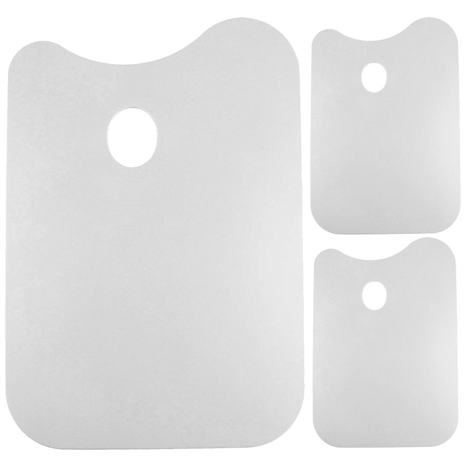 Lurrose 3-teilige Kunststoff 14,6 x 10 Zoll große Daumenloch – Transparente Malpalette – Leicht zu reinigende, antihaftbeschichtete Künstlerpalette für Öl-, Aquarell-