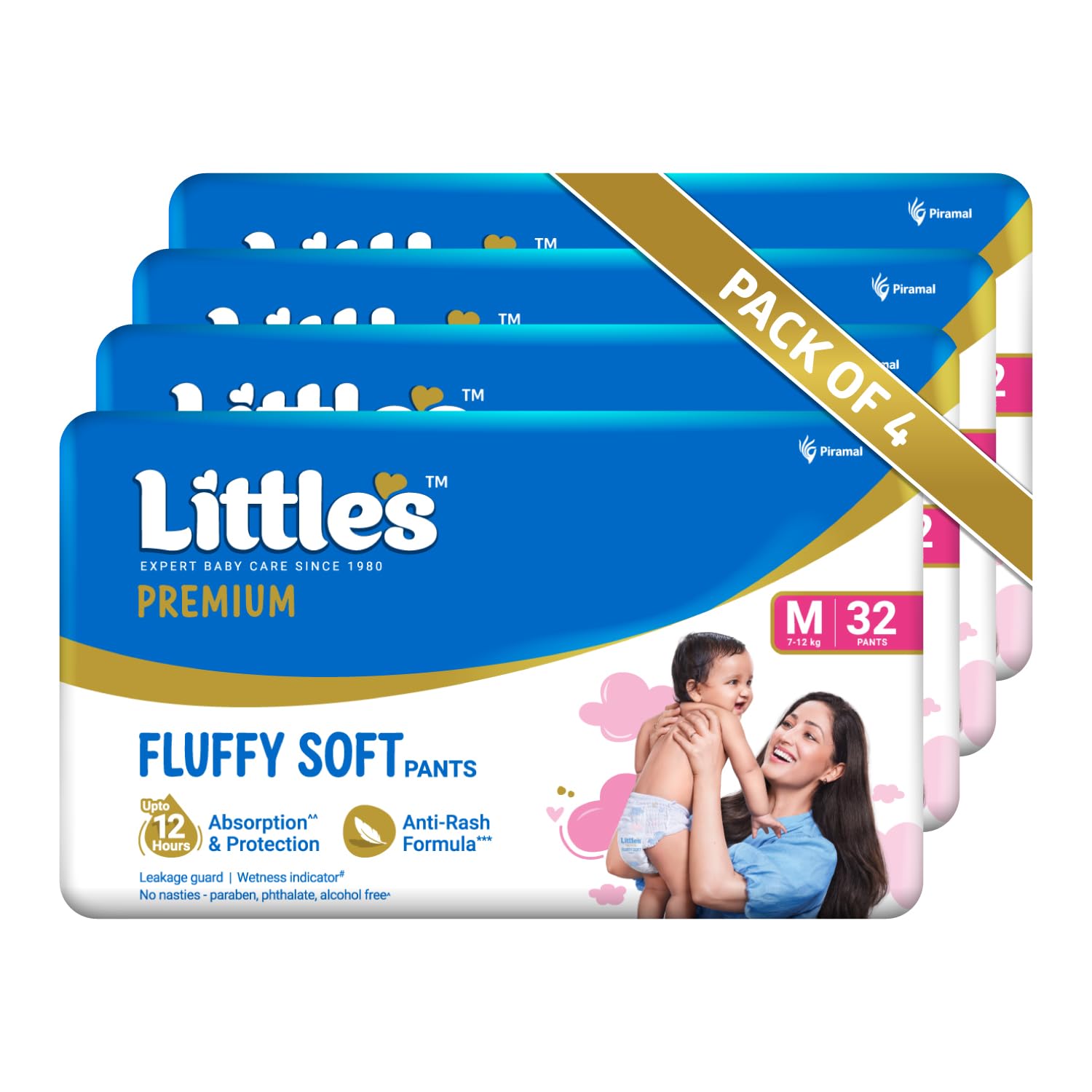 Little's Baby Diapers M Size (Medium) Pants Style | 7-12 kg | 128 Count - Pack of 4 | CottonSoft Baby Diaper with Leakage Guard, Wetness Indicator & 12 Hours Absorption-image-26