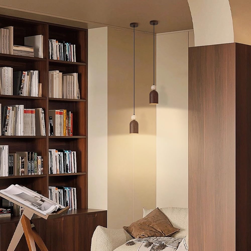 Lampa wisząca z żelaza z drewna słojowego do wyspy kuchennej Regulowana lampa wisząca z żółtym akcentem trawertynu E27 Oprawa sufitowa w kształcie kropli Minimalistyczna lampa sufitowa do wnętrz