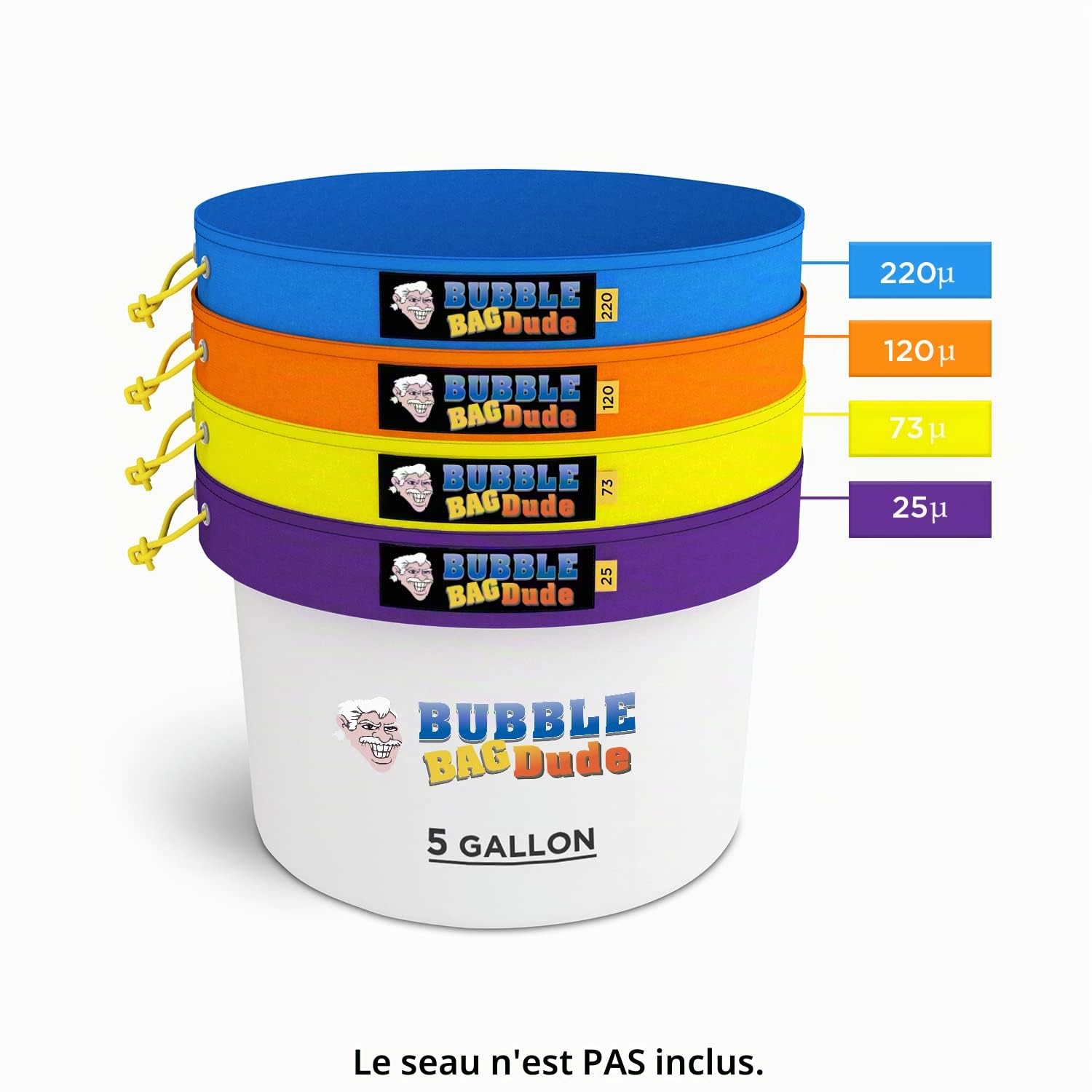 BubbleBagDude Kit d’extraction avec 4 sacs « Bubble Bag » de 19 litres, avec écran de pression et sac de rangement