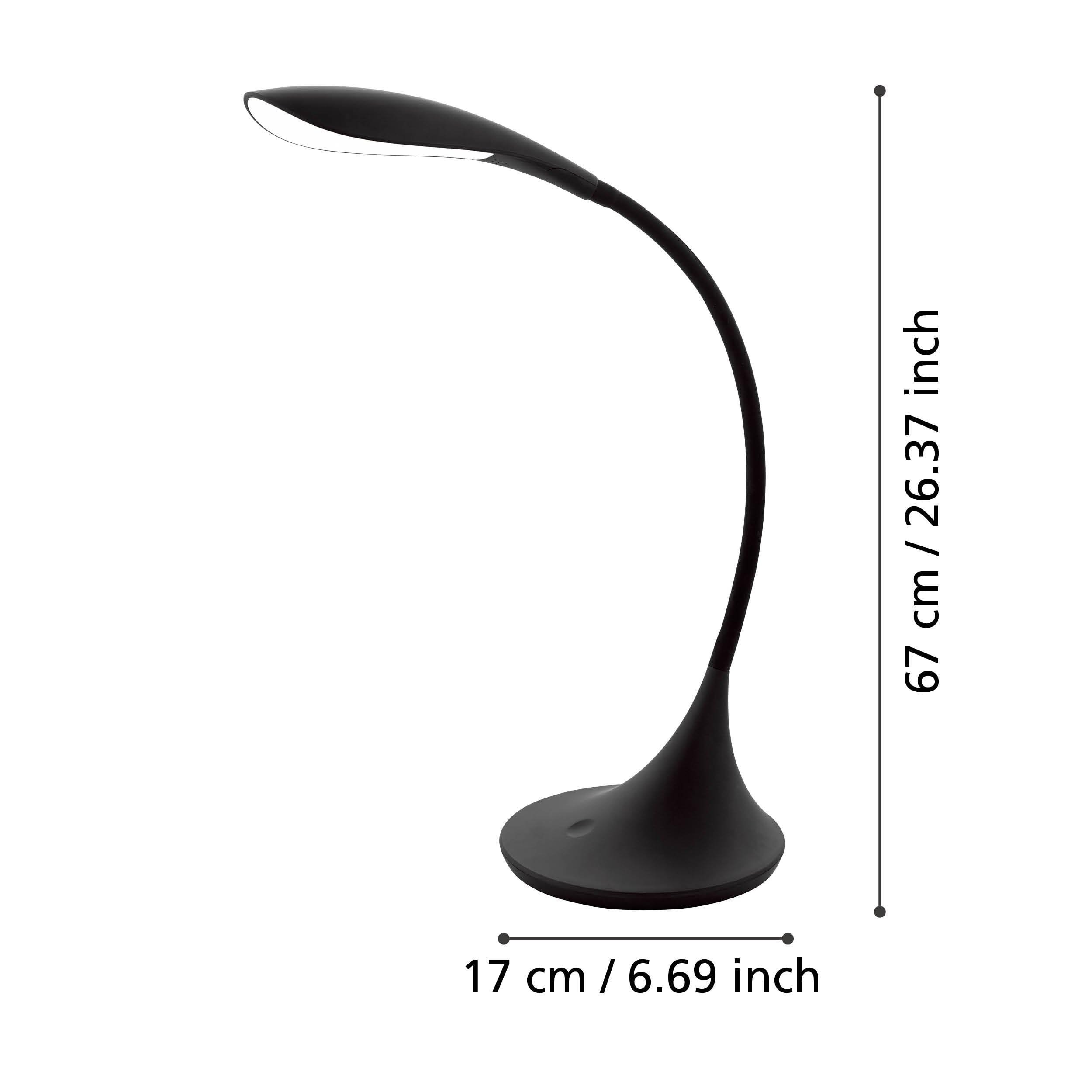 EGLO LED Tischlampe Dambera, 1 flammige Tischleuchte mit Touch, dimmbar | Schreibtischlampe, Minimalismus aus hochwertigem Kunststoff, Bürolampe in Schwarz