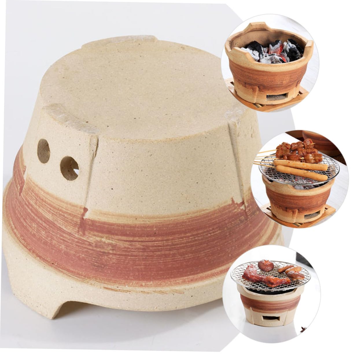 BESPORTBLE 1 Zestaw Grill Węglowy Akcesoria Do Grilla Piec Do Grilla Gliniany Uchwyt Do Grillowania Gliniany Piec Węglowy Przenośny Piec Do Grilla Piec Do Grilla Akcesoria Kempingowe