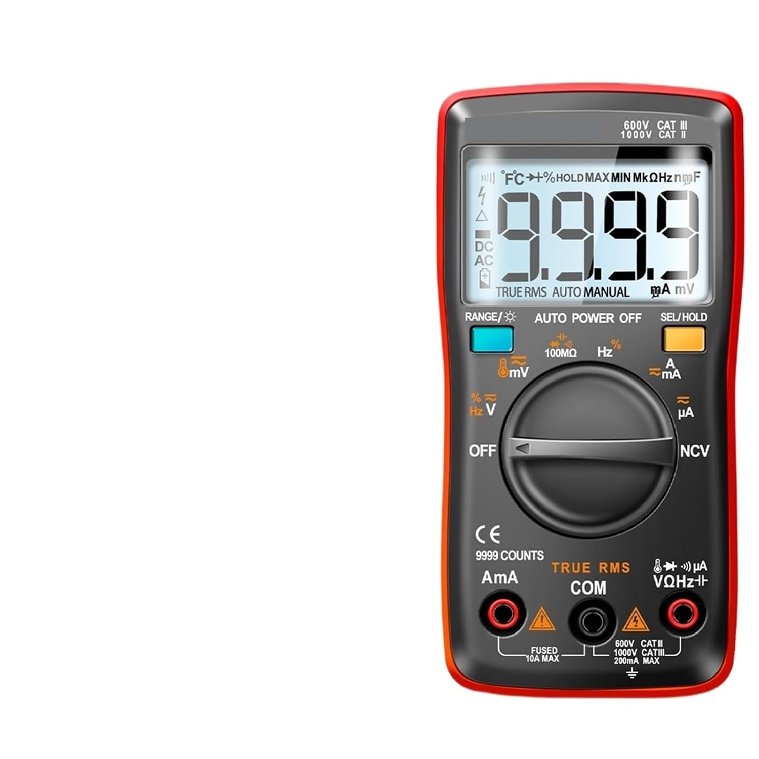 AN8009 Multimeter Digital Transistor Tester Capacitor multimetro Tester Capacitance Meter Temp Diode Electrician Tools(AN8009 Black Pro)