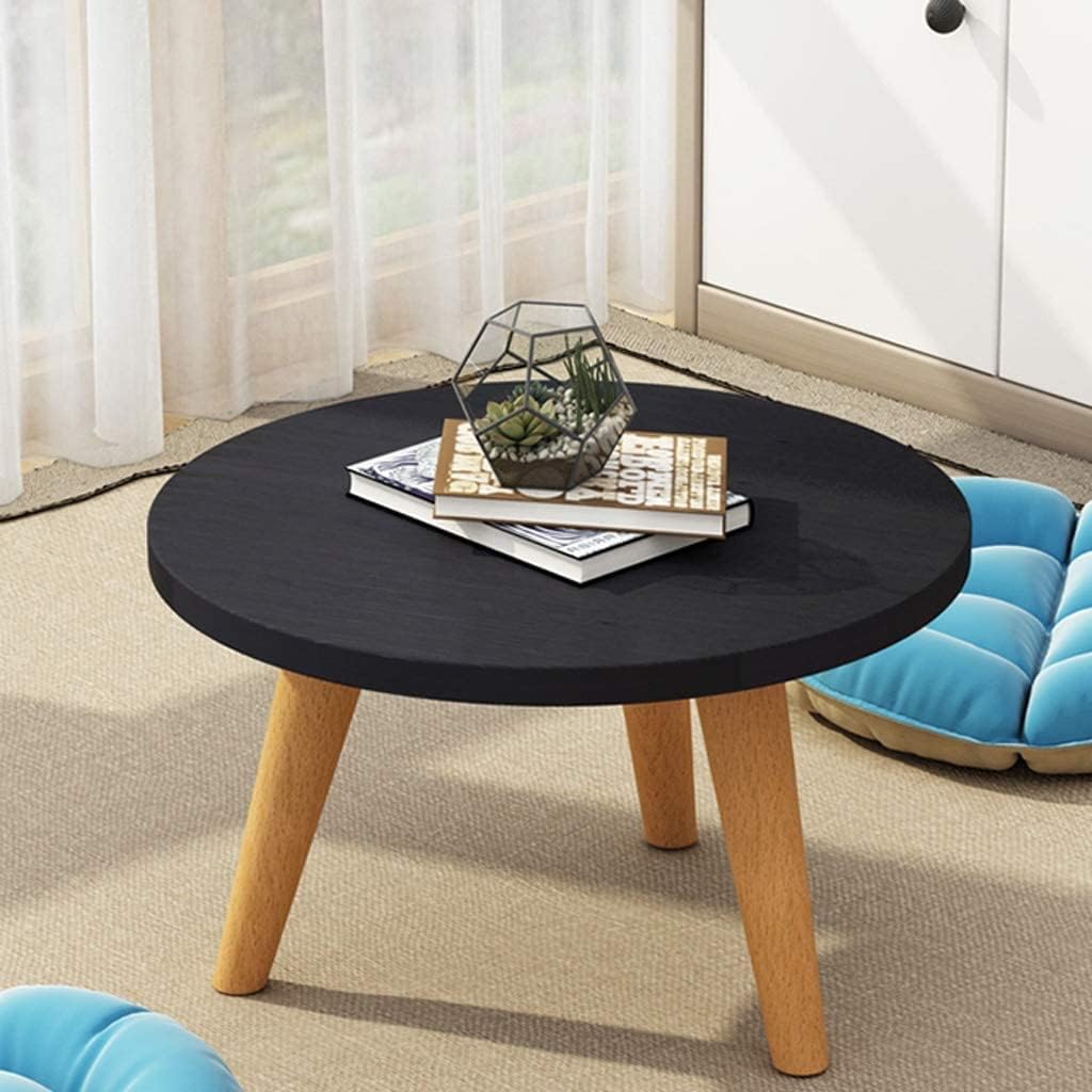 Nightstand Round/Square Coffee Table Wooden Nesting Sofa Side Table Small Dining Table Living Room Bedroom Furniture End Table Home Decor Night Stand (Black 40cm*33cm)