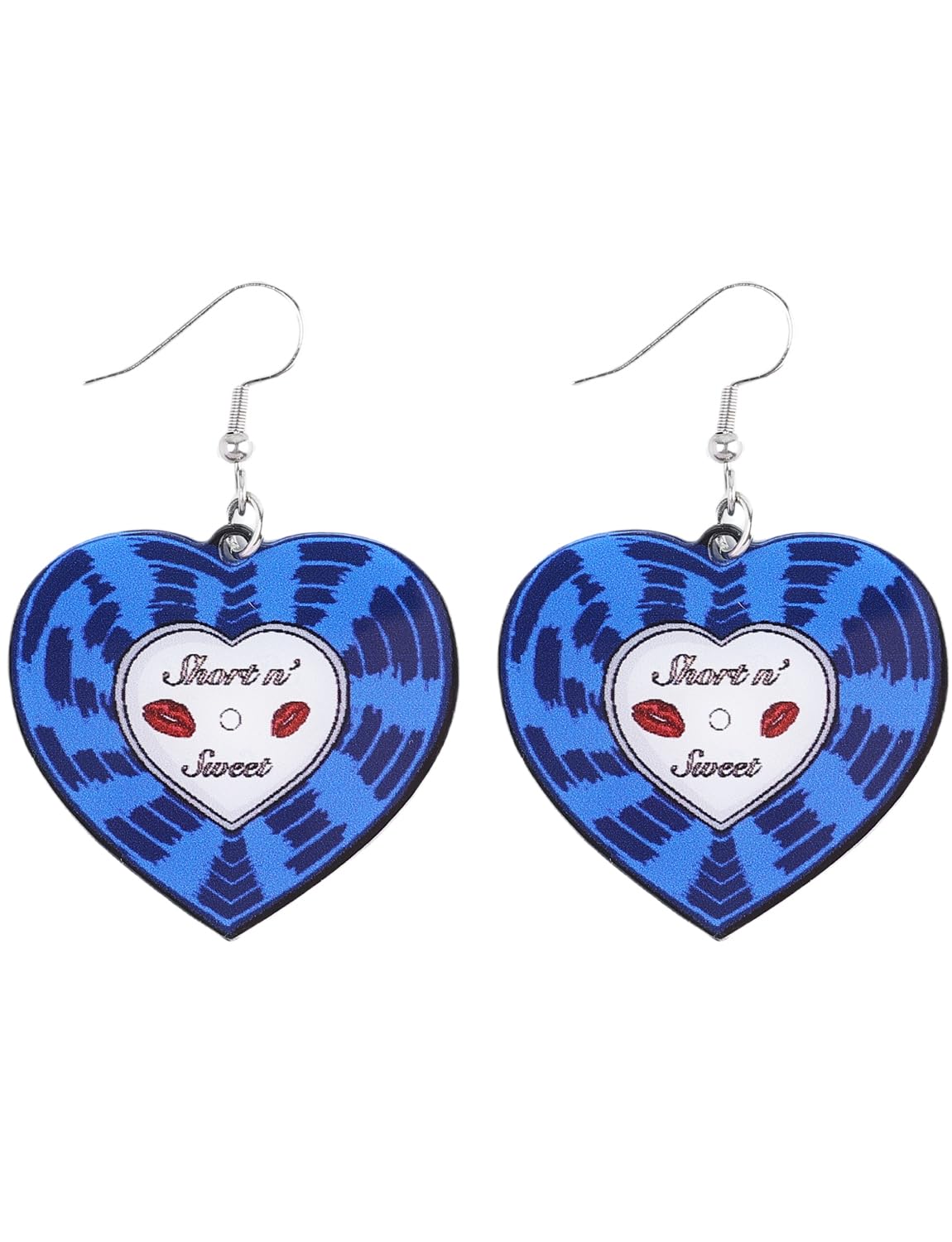 Short n Sweet Concert Earrings for Women Fans Acrylic Purple Heart Earrings Dangle Album Inspired Earrings Merch Accessories for Costume Outfit Dress Decor